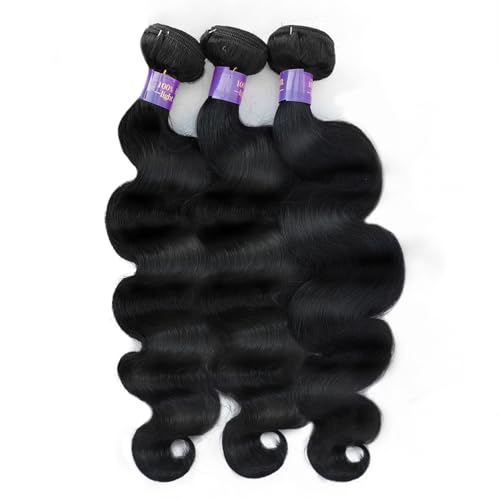 12A Human Hair Bundles 20 22 24 Inch 3 Bundles Body Wave 100% Unprocessed Brazilian Virgin Weave Quick Human Hair Bundles for Black Women Natural Black