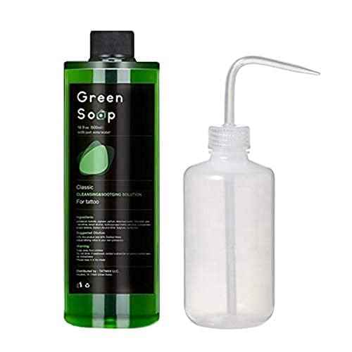 Dragon Art 16.9oz Green Soap Prep Wash with 8oz Squeeze Bottle For Tattoos and Piercings
