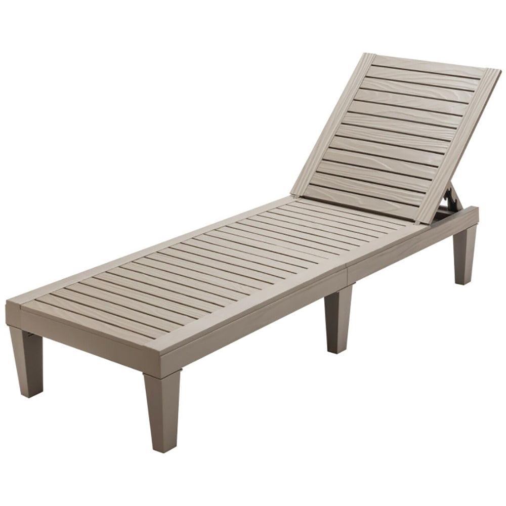 Outdoor Chaise Lounge Chair With 5 Positions Adjustable Backrest For