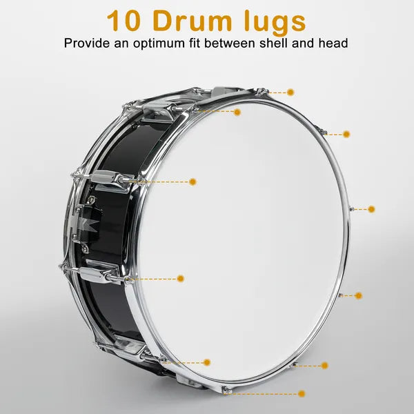 14 x 5.5 Inch Snare Drum Set with Stand, Bag & Accessories