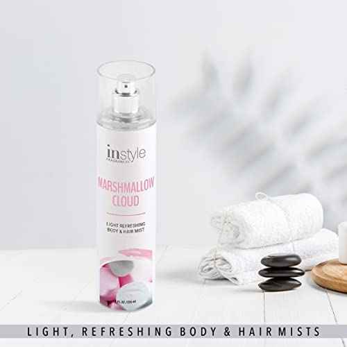 Instyle Fragrances | Body & Hair Mist | Marshmallow Cloud Scent | With Panthenol | CLEAN, Vegan, Paraben Free, Phthalate Free | Premium 8 Fl Oz Spray Bottle