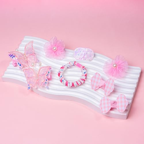 26pcs Hairpins and Hair Bands for Kids Toddler, Butterfly Hair Clips for Teen Girls Kids, Trendy Hairpin for Childs, Hair Clip for Toddlers, Birthday Gift for 4 5 6 7 8 Year Old Girl Hairclips (Pink)