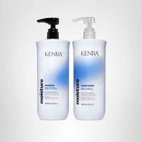Kenra Professional Moisture Shampoo & Conditioner Set | Boost Hydration | Improve Manageability and Shine | Nourish Dry Hair | Color Safe | Efforless Detangling | Normal to Dry Hair | Liter Duo