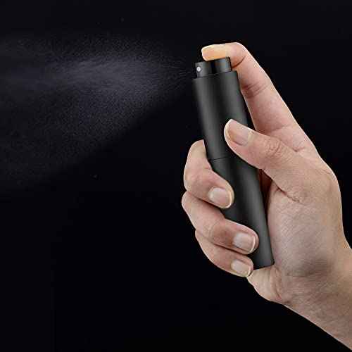 Tekson 10ml Travel Perfume Atomizer Refillable, Mini Cologne Spray Bottle Empty, Small Coffee Spray Bottle (Black)