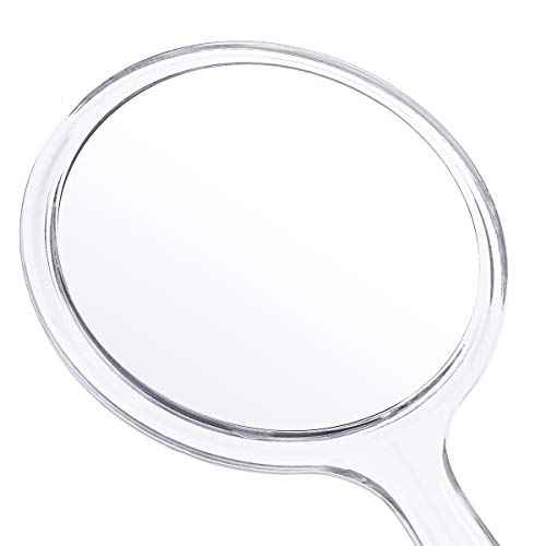 Makeup Hand Mirror, Double-Sided 3X 1x Magnifying Large Travel Handheld Mirror Cosmetic Mirror Acrylic Clear Finish Round Mirror (Clear)
