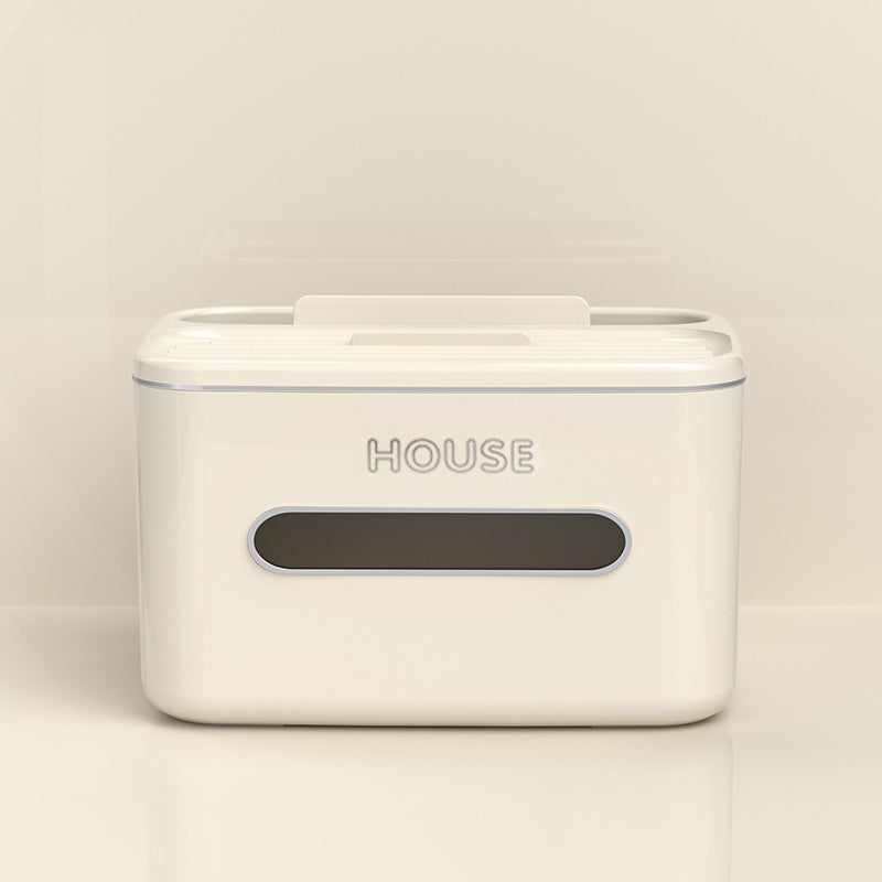 Desktop Tissue Box Holder - Milky White PP, Kitchen Storage, 1 Piece