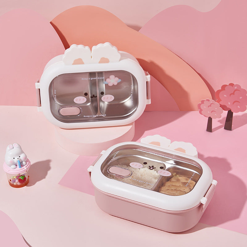 Cute Bunny Stainless Steel Lunch Box - 950ml Creative Student Food Container
