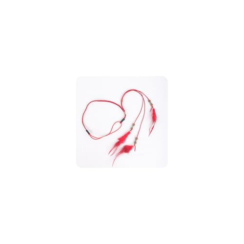 Jumwrit Boho Feather Headband Indian Hippie Gypsy Headpiece Feather Tassel Headdress Adjustable Hemp Rope Beaded Hairband Hair Accessories for Women and Girls Festival Party Decoration(Red)
