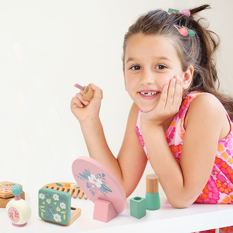 Kids' Playhouse Makeup Toy Set with Green Cosmetic Bag - Pretend Play