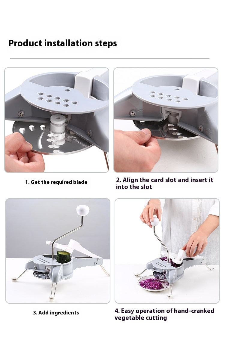 Multi-function Vegetable Chopper - Stainless Steel Kitchen Tool for Food Prep - Gray