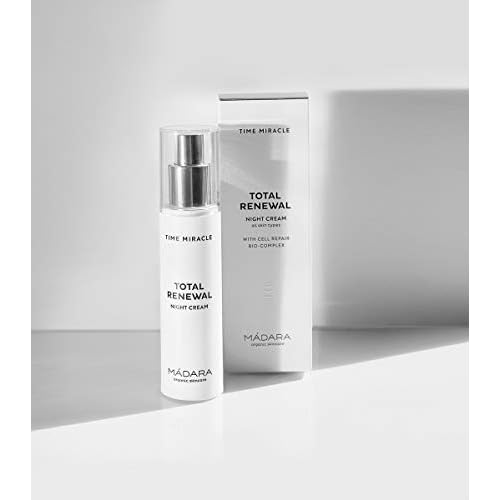 M?DARA Organic Skincare | Time Miracle Total Renewal Night Cream - 50ml, With multi-molecular Hyaluronic Acid and balancing Physio-Zinc, Based on Northern Birch Water, Vegan, Ecocert certified.