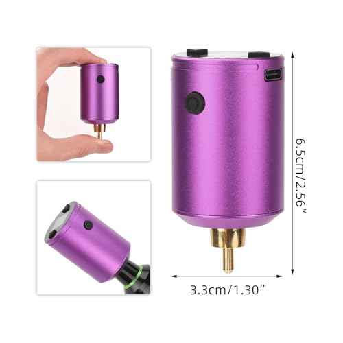 ATOMUS Cordless Tattoo Power Supply, Wireless Tattoo Battery Pack RCA Connector USB Rechargeable 1600mAh Battery Capacity OLED Display for Tattoo Pen Rotary Tattoo Machine