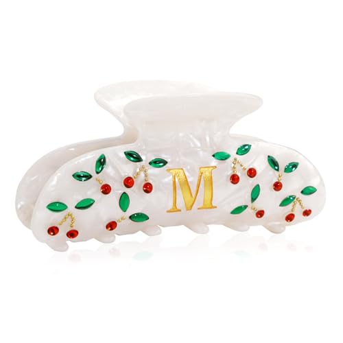 Teen Girl Gifts Trendy Stuff - Letter Cherry Hair Claw Clips, Fashion Accessories Claw Clips Durable Hair Clips, Birthday Gifts for Teens Daughter Sister Christmas Gifts, Letter M