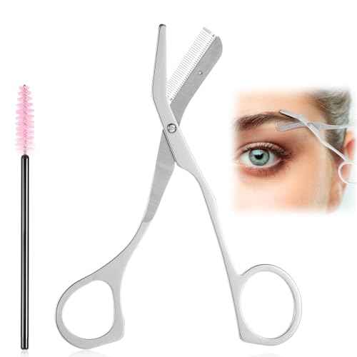Eyebrow Scissors for Women,Eyebrow Scissors with Comb,Stainless Steels Eyebrow Trimmer Scissors and Cleaning Brush Eyebrow Trimming Kit for Women Men