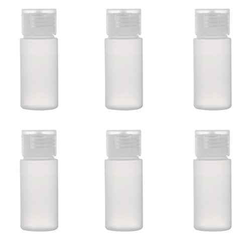 ALINK Travel Size Plastic Empty Toiletry Bottles, 30ml (1 oz) Pack of 6 Liquid Containers with Labels