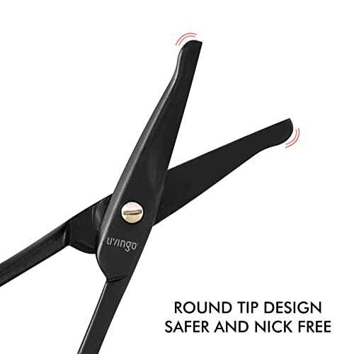 LIVINGO 3.75" Premium Nose Hair Scissors, Curved Safety Blades with Rounded Tip for Trimming Small Details Facial Hair, Ear Hair, Eyebrow (Black)