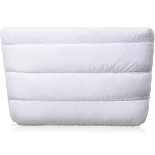 Hillban Puffy Quilted Makeup Bag Quilted Cosmetic Bag Cute Puffer Toiletry Checkered Pouch Aesthetic Travel Makeup Brushes Organizer(White,Classic Stripes)