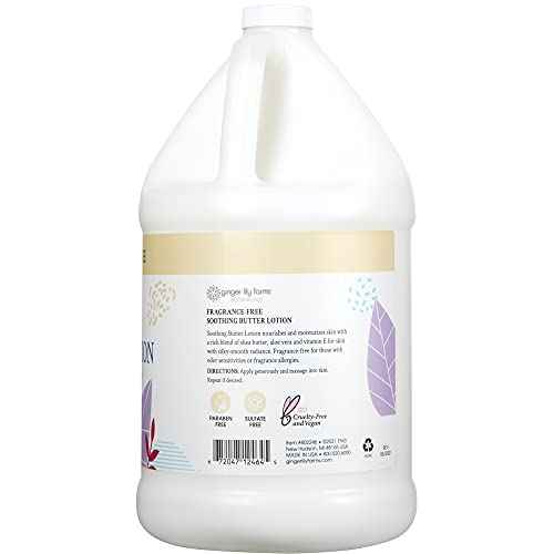 Ginger Lily Farms Botanicals Soothing Butter Lotion for Dry, Sensitive Skin, 100% Vegan & Cruelty-Free, Fragrance Free, 1 Gallon (128 fl oz) Refill (pack of 1)
