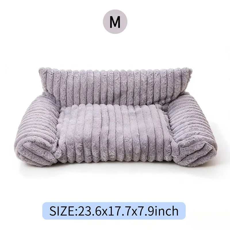 Pet Sofa Bed with Removable Washable Cover for Small Cats & Dogs - Fluffy, Supportive Couch