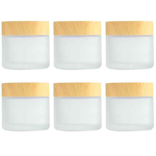 2oz Frosted Glass Jar 6 Pcs 60ml Empty Cream Jar Travel Sample Jar Cosmetic Containers Refillable Makeup Jar Pot For Cream Lotion Cosmetics Ointments