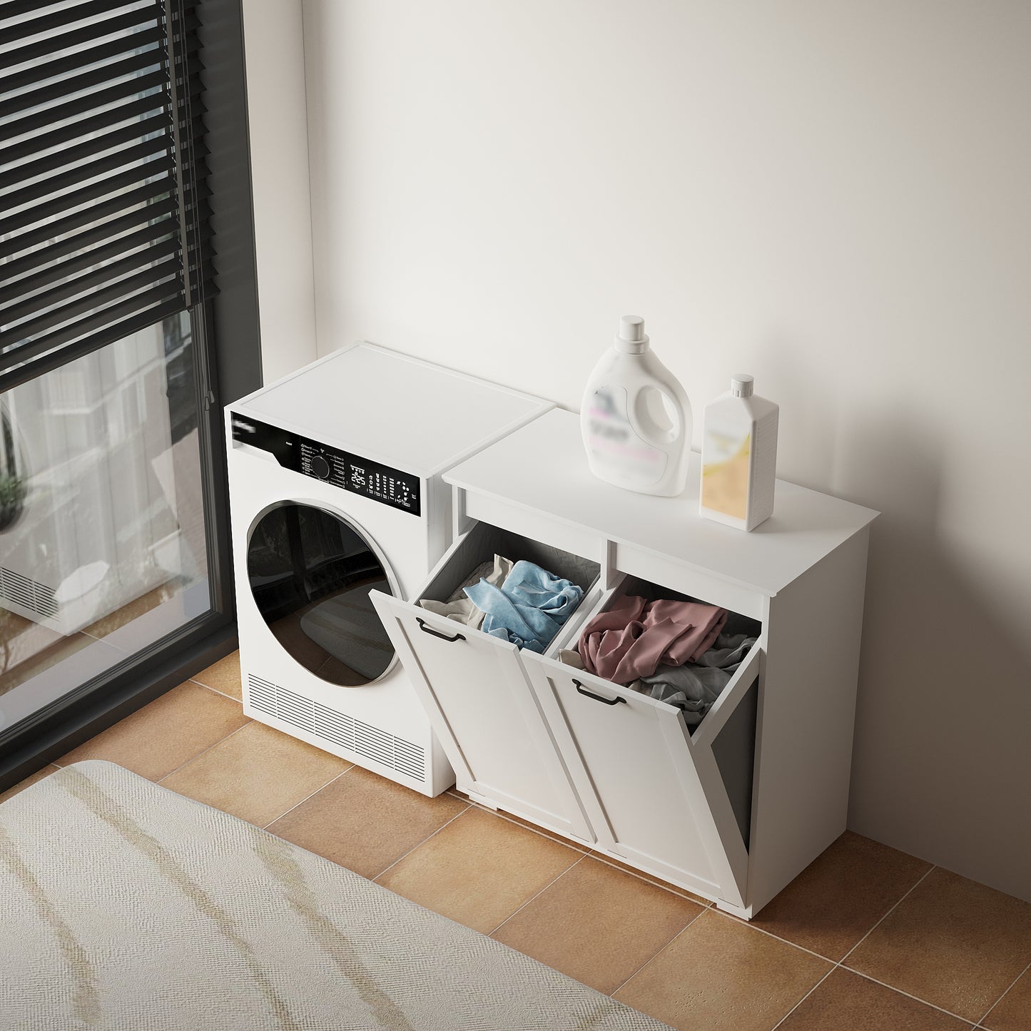 Laundry Cabinet with 2 Removable Liner Bags - White
