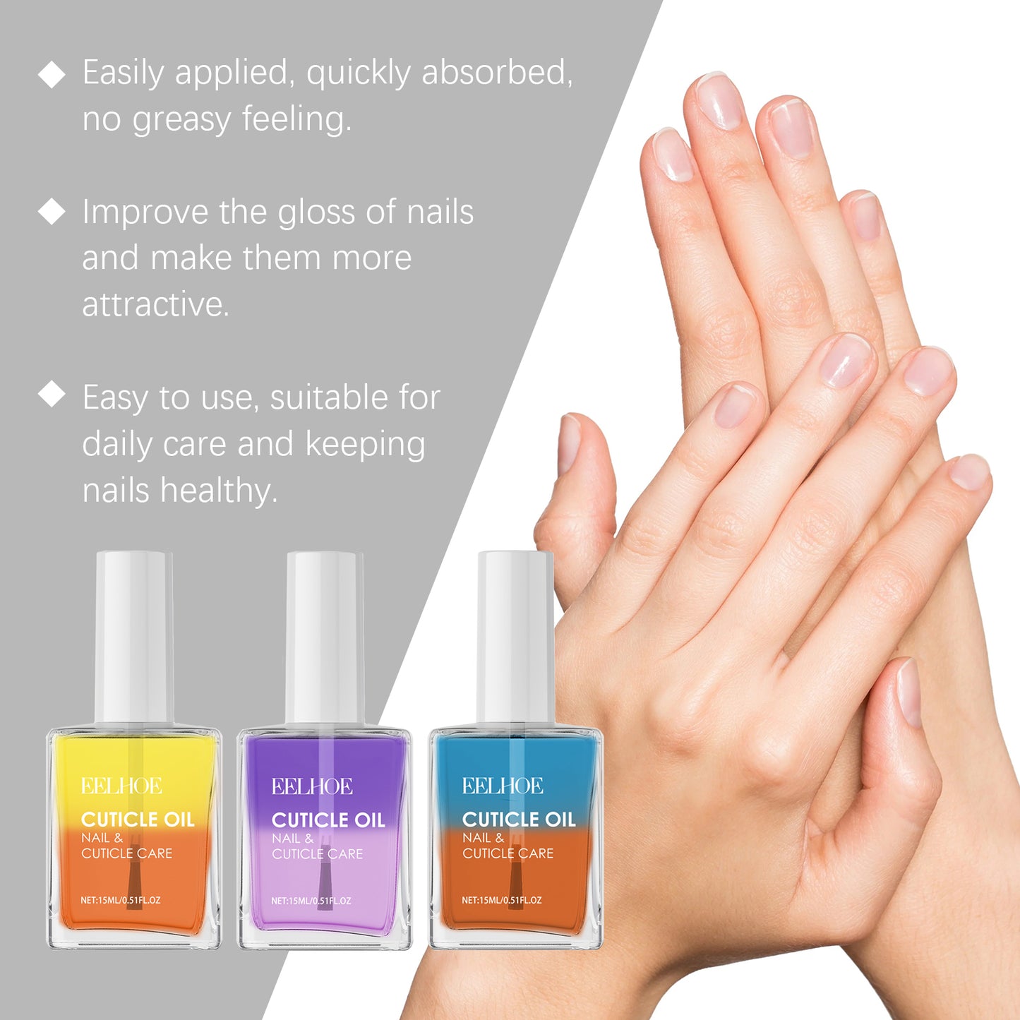 Double-Layer Nail Cuticle Oil with Vitamin E for Nail Repair & Softening