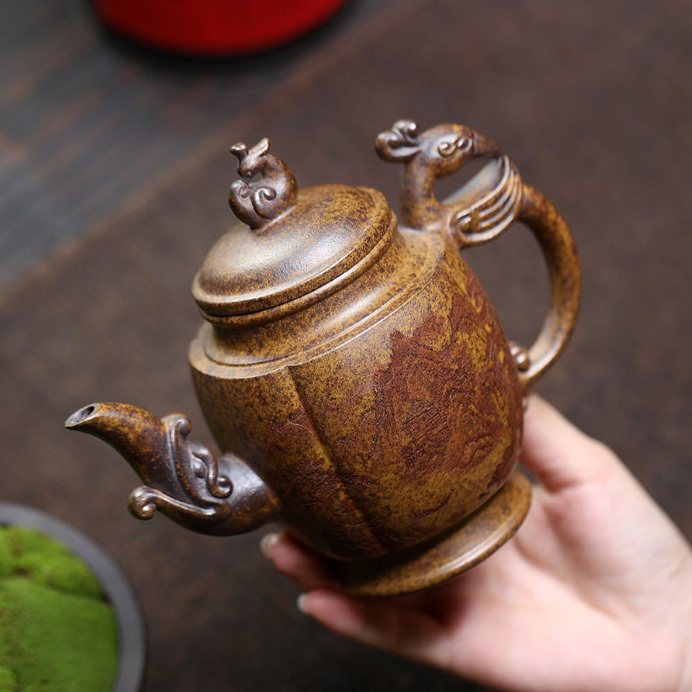 High-Temperature Fired Zisha Teapot Made of Duan Clay for Traditional Chinese Cooking