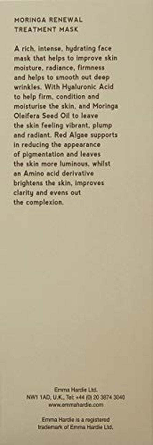 Emma Hardie 75ml Moringa Renewal Treatment Mask, Moisturizes & Firms Skin, Reduces Pigmentation & Evens Out Complexion, Suitable for Sensitive Skin, Vegan & Cruelty Free