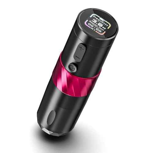 Neebol Wireless Tattoo Gun, Rotary Tattoo Machine, Lightweight LED Screen Display, Cordless Tattoo Supply for Microblading, Eyeliner, Eyebrow, Lips, for Tattoo Artists and Beginners (Red)