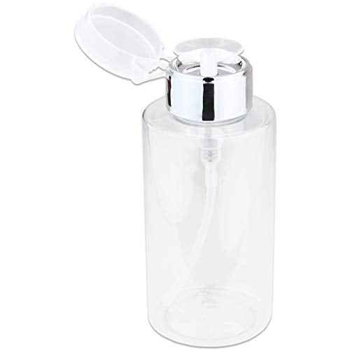 10oz Push Down Pump Dispenser Flip Top Cap Refillable Empty Bottle - Color: Silver - Lockable Travel Cosmetic Packaging Empty Bottle for Nail Polish Manicure