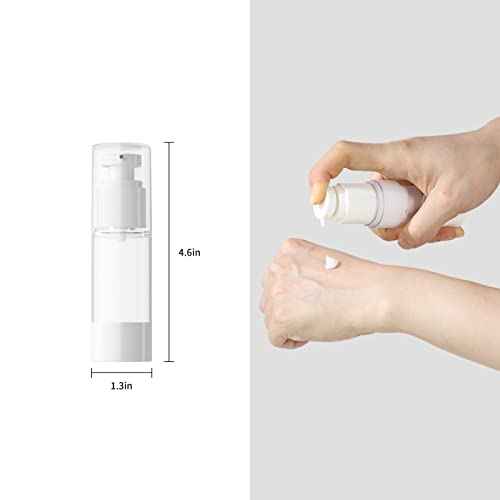 LONGWAY 1 Oz 30ml Clear Airless Cosmetic Cream Pump Bottle Travel Size Dispenser Refillable Containers/Foundation Travel Pump Bottle for Shampoo (Pack of 6)