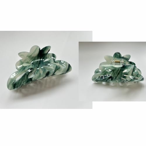 Large Hair Claw Clips - Strong Hold Green Clamps for Thick Hair, Non-Slip Jaw Clips for Women (4PCs)