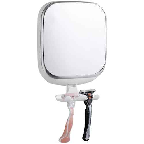 TAILI Shower Mirror Fogless with Razor Holder for Shaving, Anti Fog Bath Mirror with Powerful Suction NO-Drilling, Removable, Shatterproof, Wall Mounted Bathroom Accessories,White