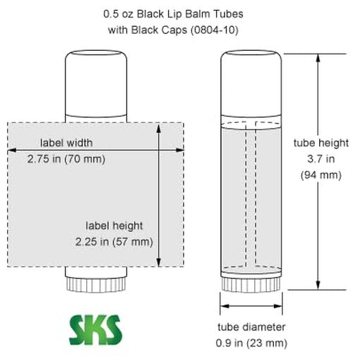 72 Black Plastic Empty Lip Balm Tubes with Black Friction Fit Caps by SKS Bottle & Packaging, 0.5 oz tubes - Bulk Black Lip Balm Containers for DIY Lip Care, Lip Balm Making, and Lip Balm Crafting