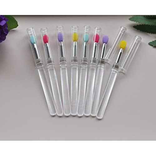 LORMAY Silicone Lip Brushes with Transparent Handles and Caps. Perfect Applicators for Cream Lip Mask, Eyeshadow, and Lipstick (4pcs, Multicolor)