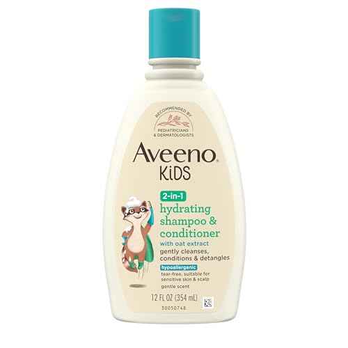 Aveeno Kids 2-in-1 Hydrating Shampoo & Conditioner, Gently Cleanses, Conditions & Detangles Kids Hair, Formulated With Oat Extract, For Sensitive Skin & Scalp, Hypoallergenic, 12 fl. oz