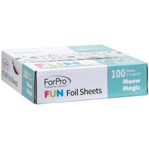 ForPro FUN Meow Magic 5" Foil Sheets, Aluminum Foil, Pop-Up Foil Dispenser, Hair Foils for Color Application and Highlighting Services, Food Safe, 5¡± W x 10.75¡± L, 100-Count