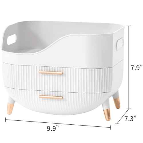 Makeup Organizer with Drawers,Skincare Organizer for Vanity,Storage Box with Handle,Large Cosmetic Display case for Dresser, Bathroom Countertop