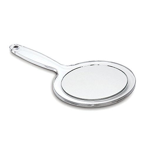RUCCI Round Hand Held Magnifying Makeup Mirror 10X 1X Clear Acrylic Double-Sided Mirror with Handle Personal Mirror for Women (Round 5 Inch)