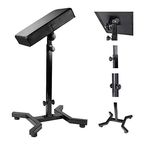 Solong Tattoo Armrest and Legrest with Thicken Tattoo Pad 180¡Æ Rotation Adjustable Height Tattoo Armrest Stand Studio Chair Frame Non-Slip Base Square Black Leather TA221