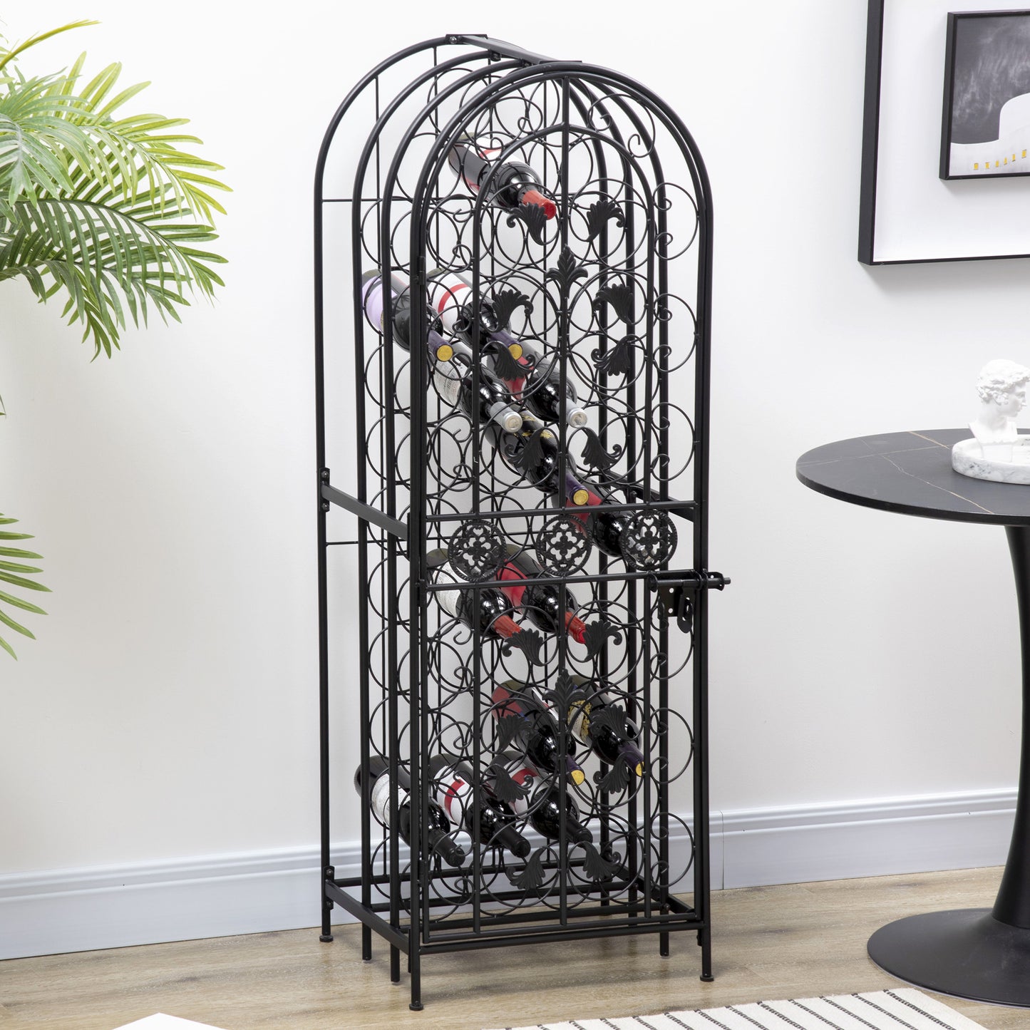 45-Bottle Portable Wrought Iron Wine Rack - Decorative Wine Organizer