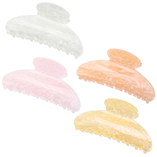 4.2 Inch Large Acrylic Claw Clips, Cute Champagne Blonde Hair Clips Strong Hold Hair Claw Barrettes for Thick Thin Hair, 4 Pack Stylish French Hair Accessories for Women Girls