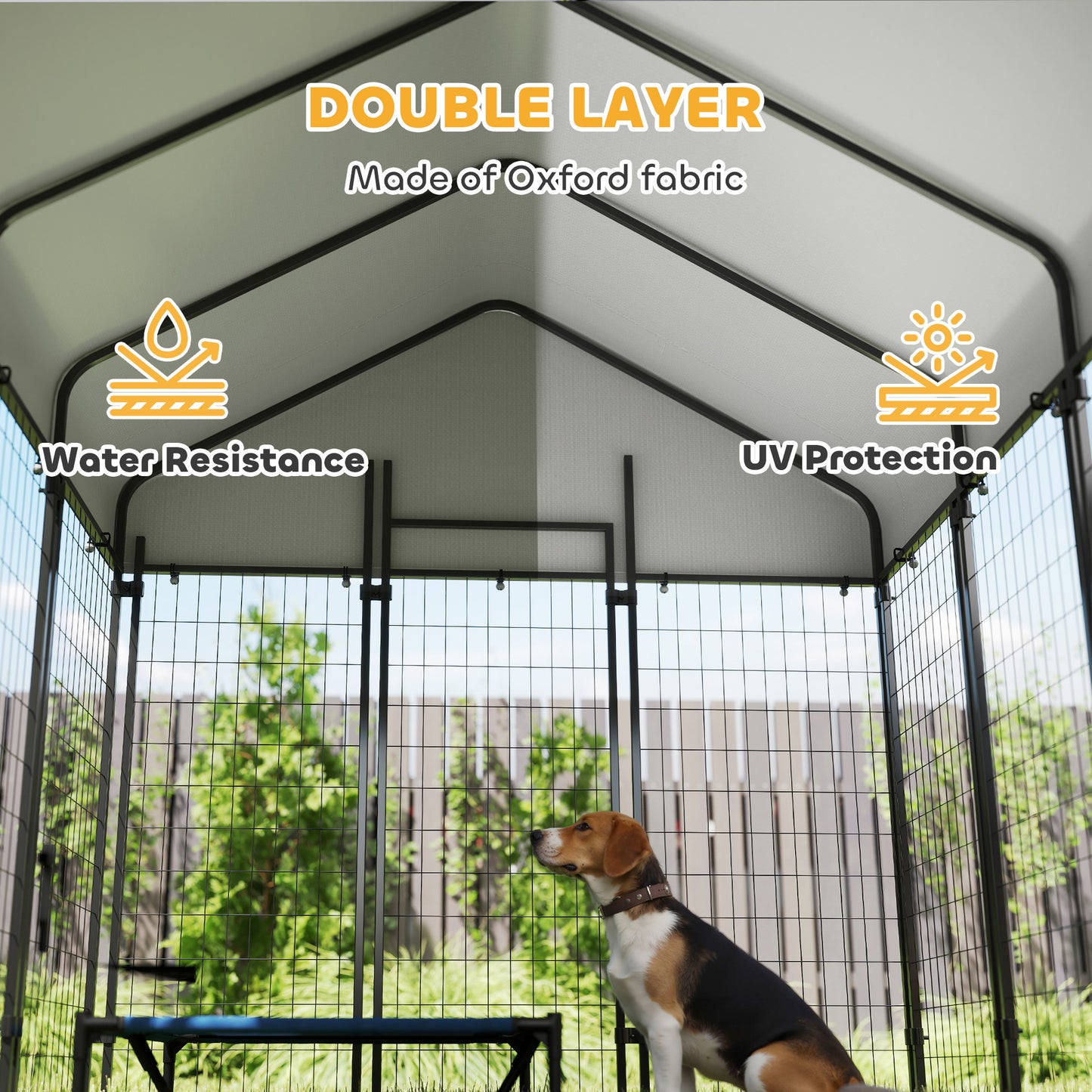 Heavy Duty Outdoor Dog Kennel with Roof, 6x6ft Welded Wire Playpen, Escape-Proof Lock