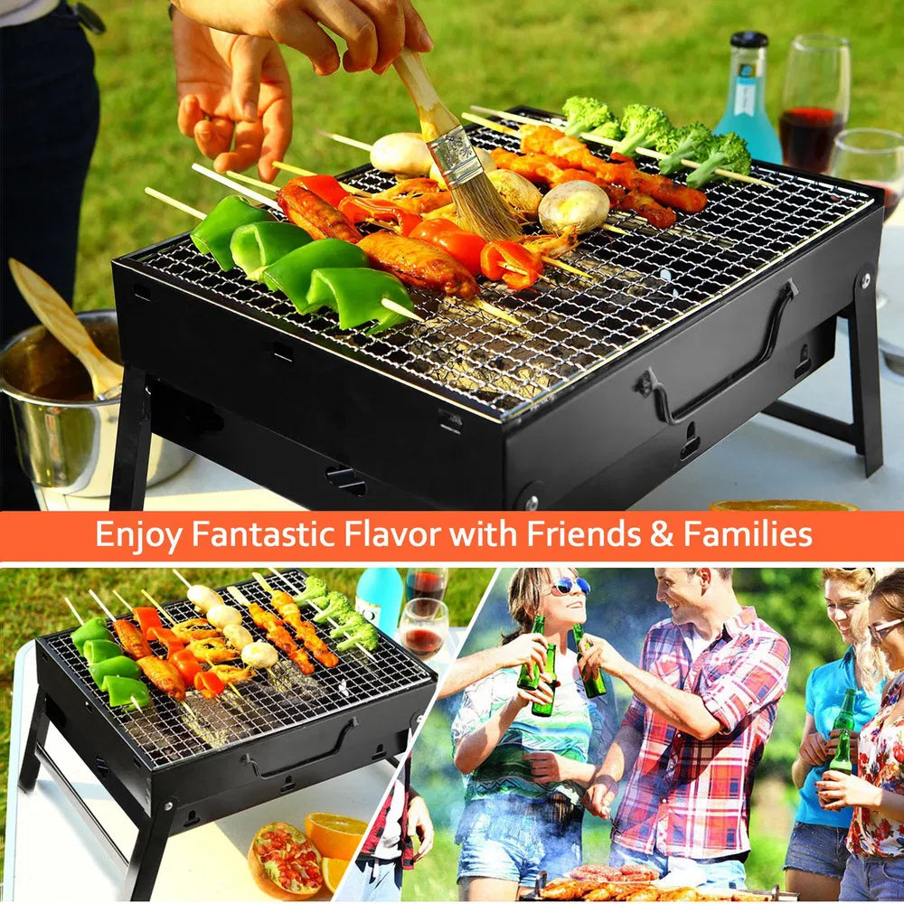 Portable Foldable BBQ Charcoal Grill for Camping and Travel