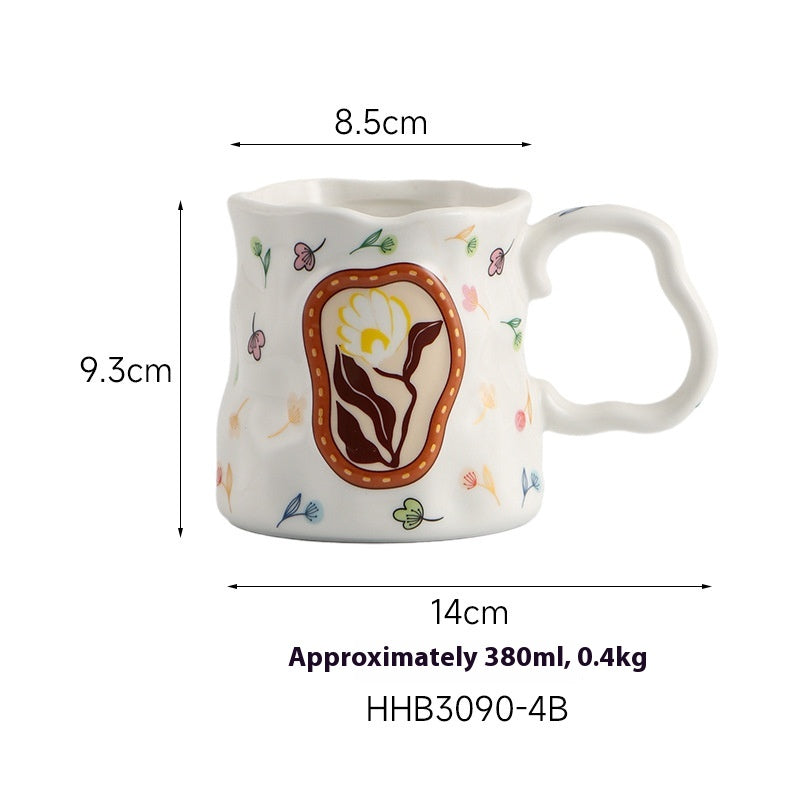Ceramic Mug Ladies Milk Breakfast Cup 380ml - White Porcelain Drinkware