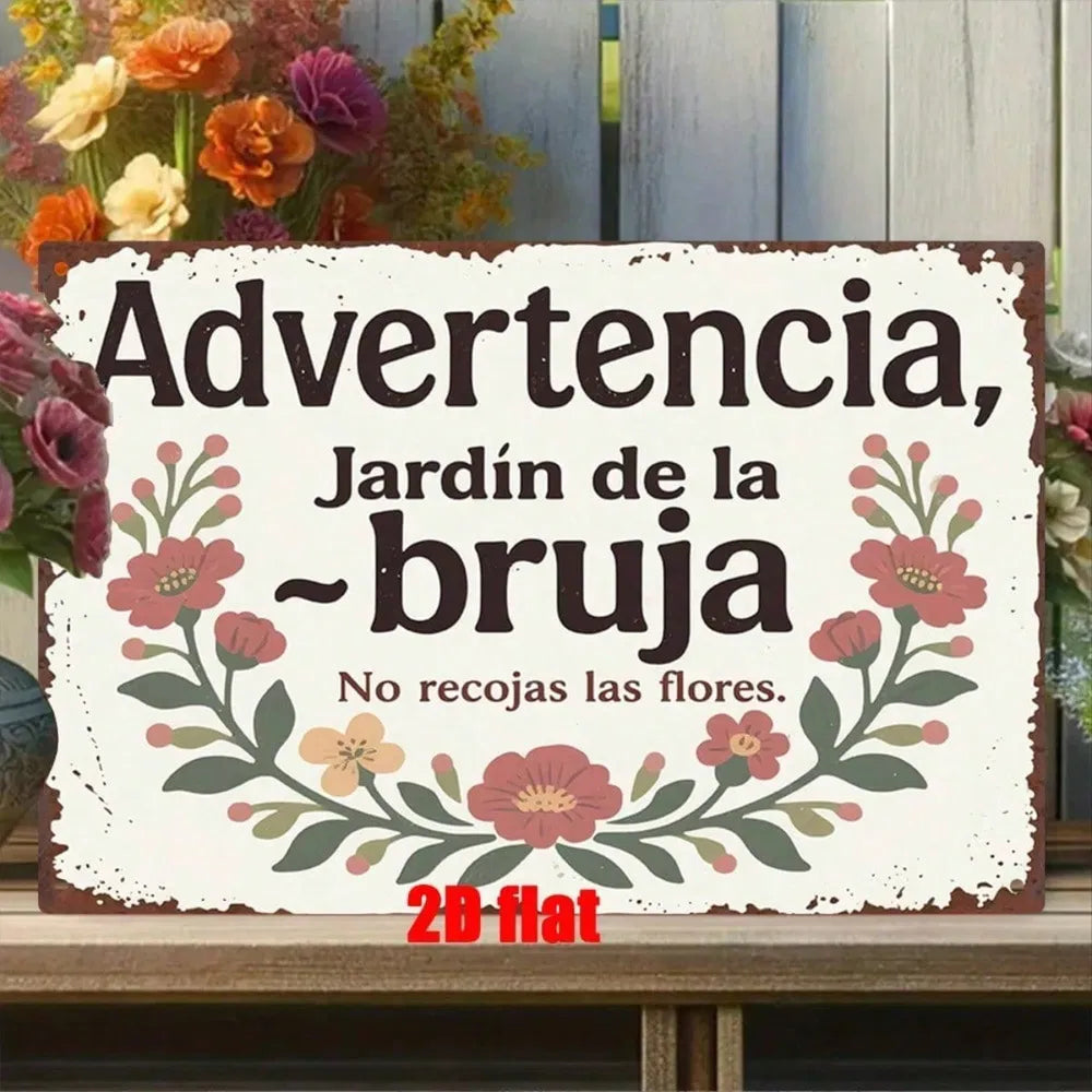 Spanish Witch 2D Metal Wall Art Sign - Vintage Style, 7.8x11.8 Inch