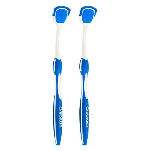 DenTek Orabrush Tongue Scraper, Gentle Tongue Cleaner Brush for Fresh Breath, 2 Count