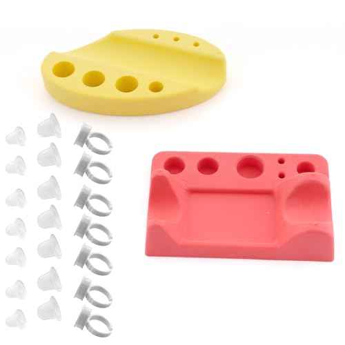 2 Pack Tattoo Machine Holder with 300 Pcs Silicone Tattoo Ink Caps, Tattoo Cup Holder for Tattoo Sets Home and Salon Fingernail Painting and Nail Art