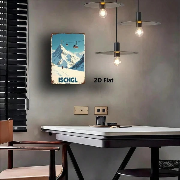 Winter Ski Resort Metal Sign - Ischgl Austria Art Decor