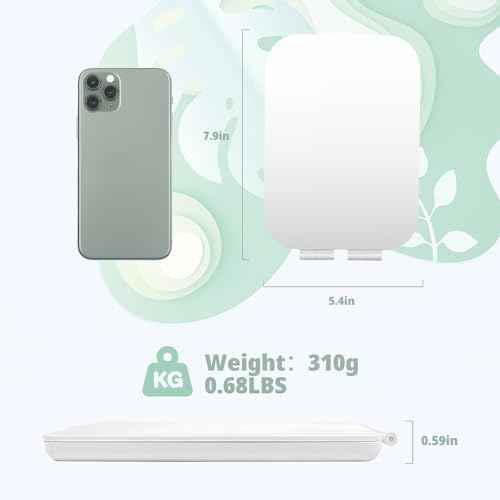 Travel Makeup Mirror, Portable Mirror with Light, 3 Adjustable Light Settings USB-Rechargeable Vanity Mirror for Bedroom, Office, Home, Gift for Women and Girls (White)